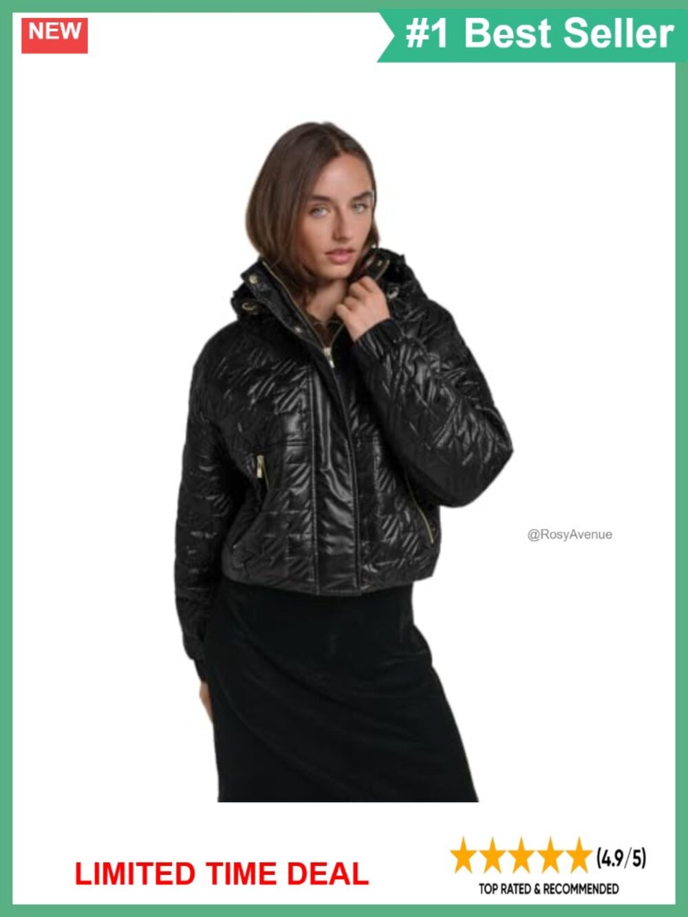Quilted Polyester Bomber Jacket KL Logo Hooded Zip Pockets Fall Layer